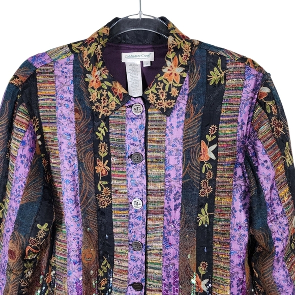 COLDWATER CREEK MULT-MATERIAL EMBROIDERED JACKET - Picture 4 of 8